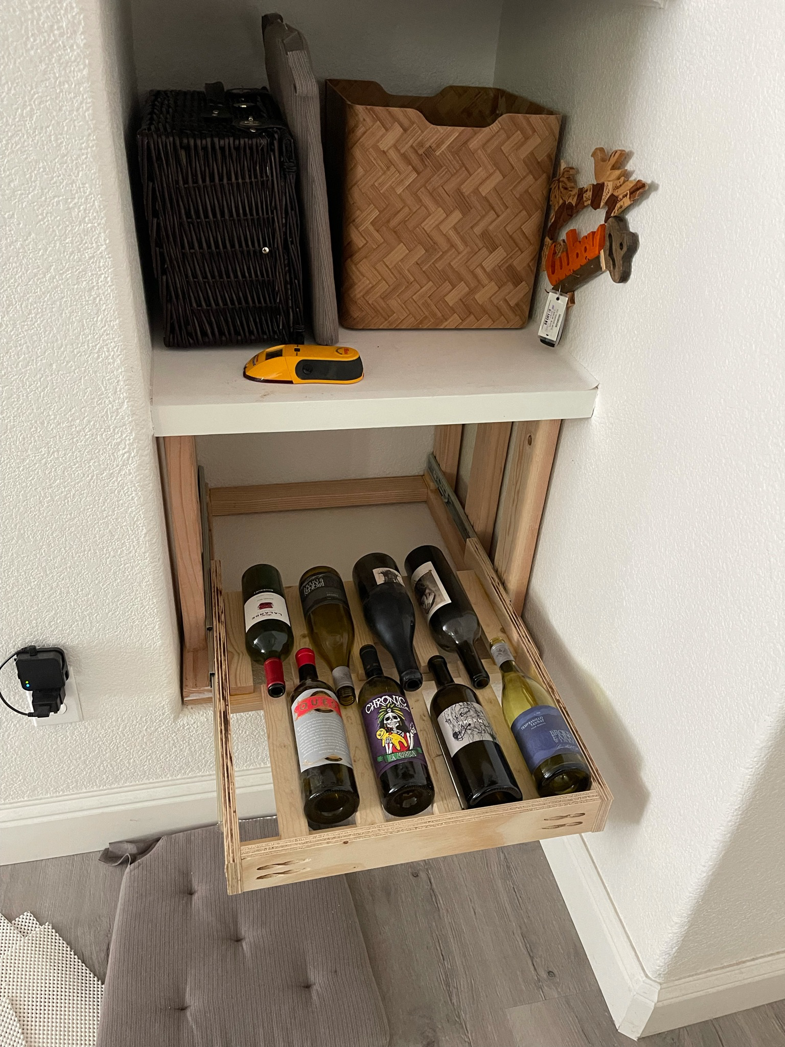 Custom Wine Rack with 3 sliding drawers