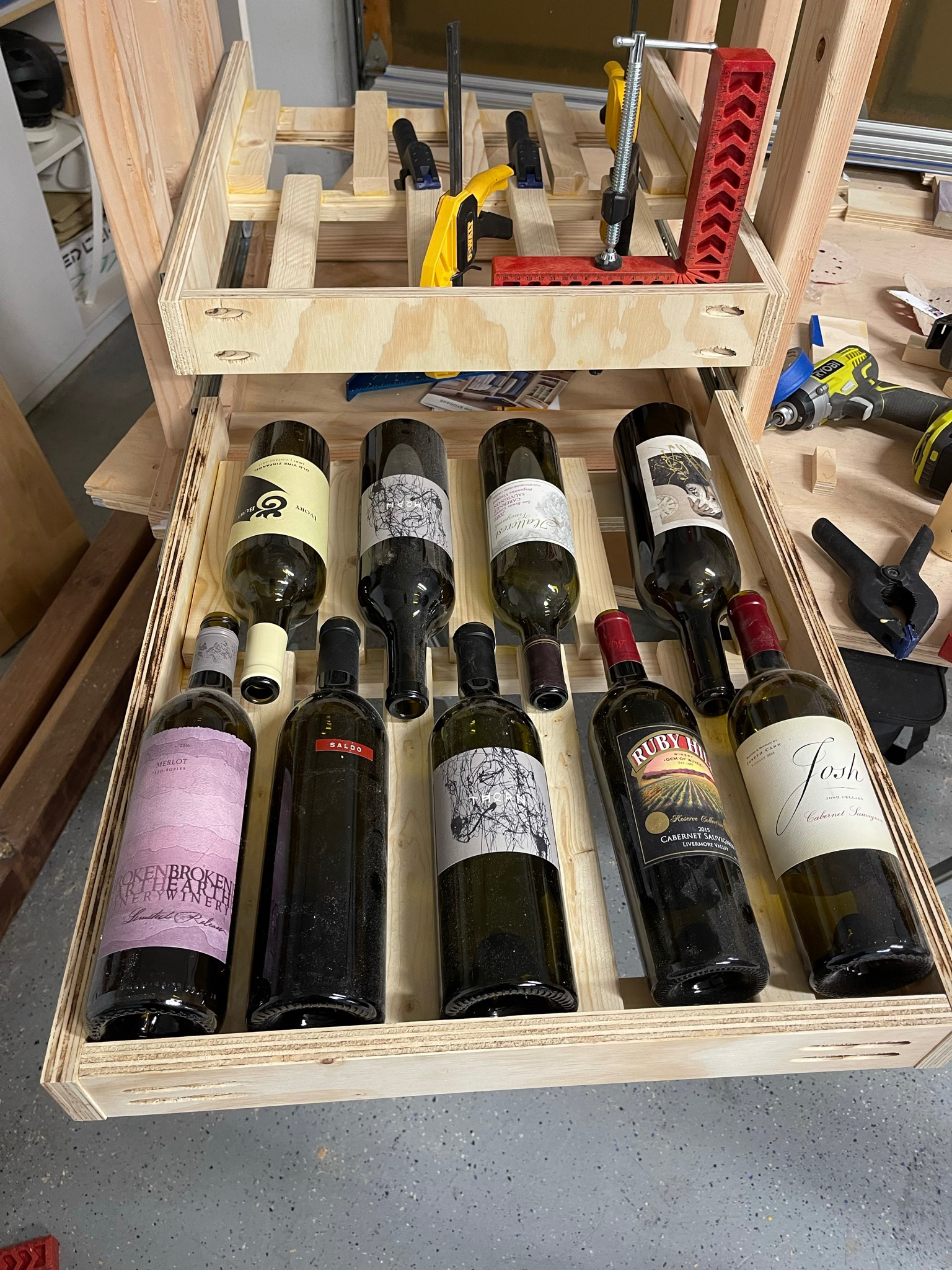 Custom Wine Rack with 3 sliding drawers