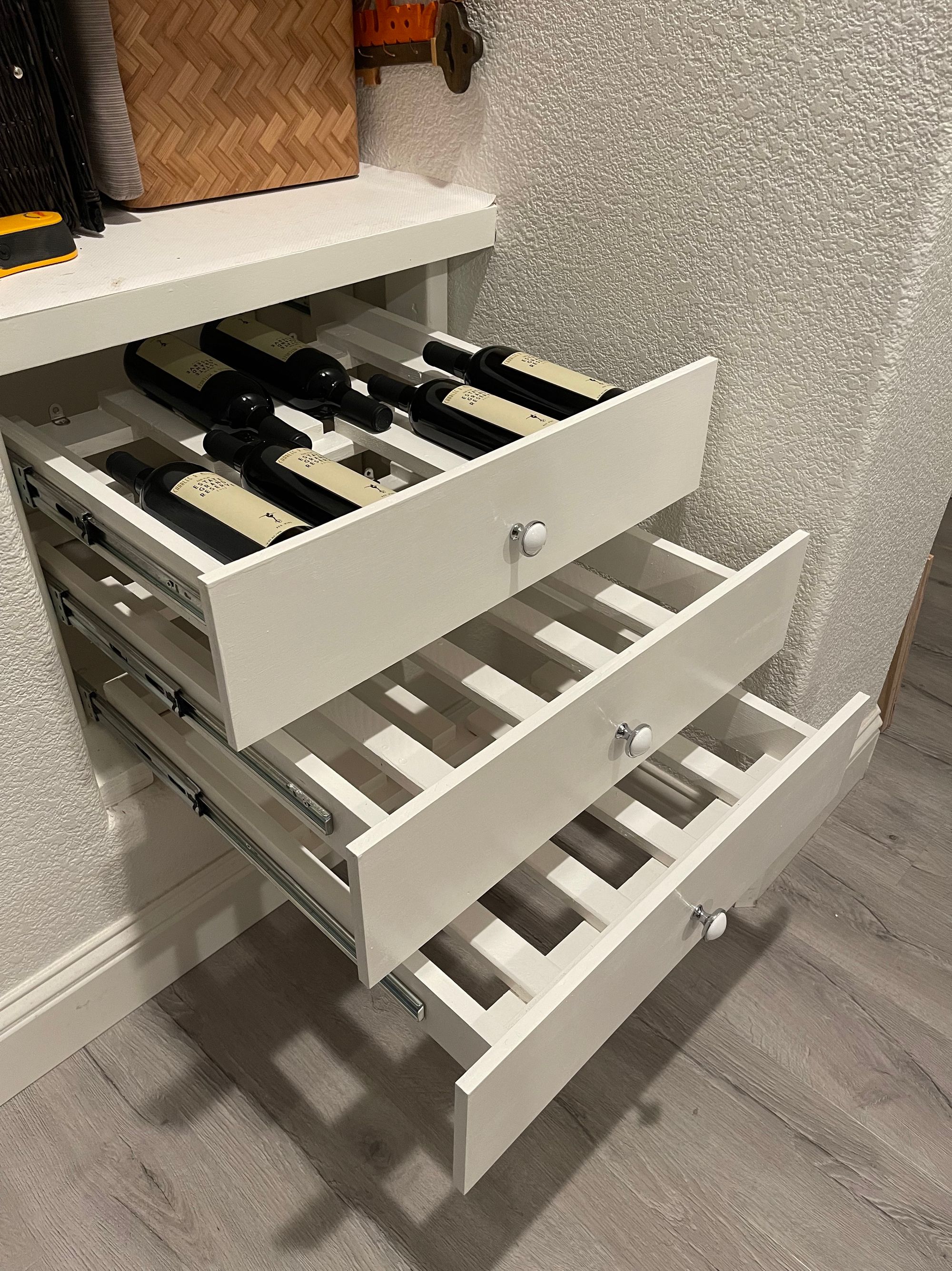 Custom Wine Rack with 3 sliding drawers